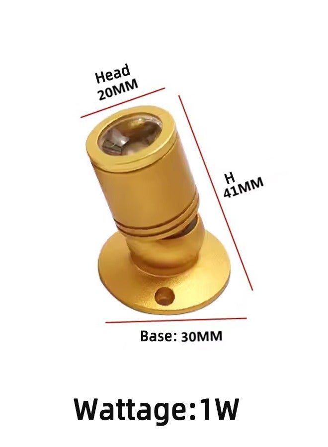 1 واط LED ضوء كشاف صغير مثبت على السطح مستدير 100 لومن مجوهرات عداد ضوء الخزانة ضوء سفلي ضوء كشاف صغير عرض عرض غائر مكتب ضوء ذهبي اللون 2 حزمة - Image 2