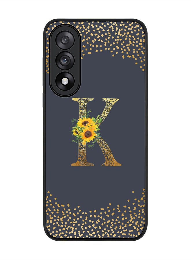 Stylizedd For OnePlus Nord 5 / Ace 5 Ultra Case,Slim fit Camera Protection, Shockproof Thin Phone cover  - Custom Floral Monogram - K  (Grey )