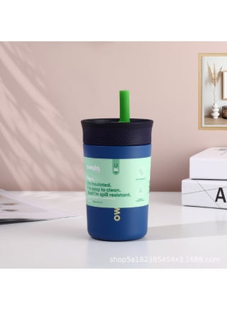 12OZ الأطفال العزل الفولاذ المقاوم للصدأ القش المرن المقاوم للانسكاب، سهل التنظيف، الأطفال زجاجة المياه، عظيم للسفر، غسالة الأطباق آمنة - view 4