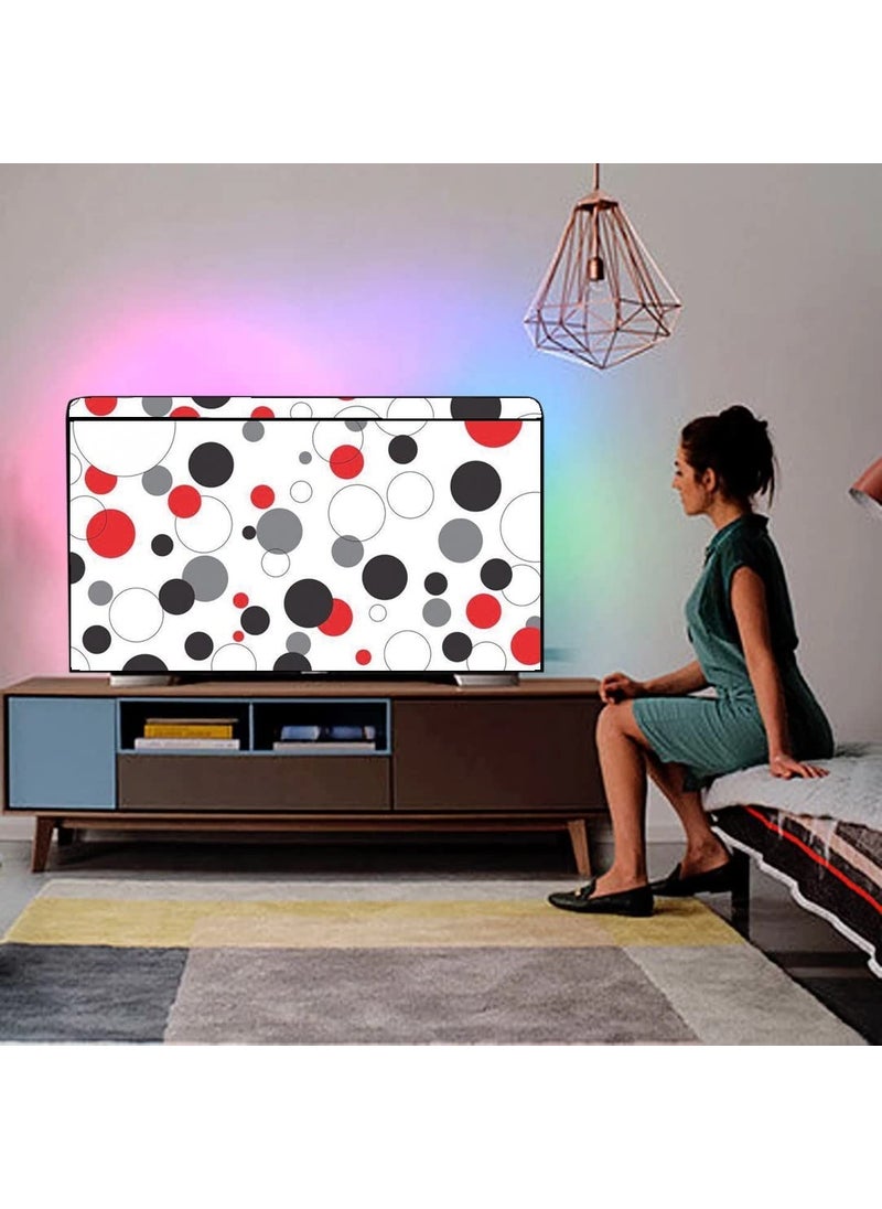HomeStore-YEP HomeStoreYEP Non woven Printed 55 Inches Led TV Cover with Transparent Polythene Layer Compatible for All Brands Every Models Green Flower CricleRedBlack  - Image 1