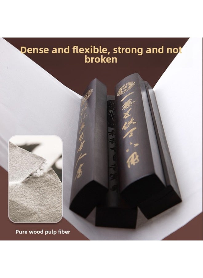 Generic - Half-baked Rice Paper Calligraphy Paper Raw Rice Paper Traditional Chinese Painting Rice Paper Thickened Small Regular Script Work Paper Practice Paper Book Four Feet-Color:133.2cm Four Pages/100 Sheets - 8-piece Set For Beginners [including Yidege Ink] - Half-cooked [applicable To: Calligraphy Creation, Chinese Painting Small Freehand] - Image 1