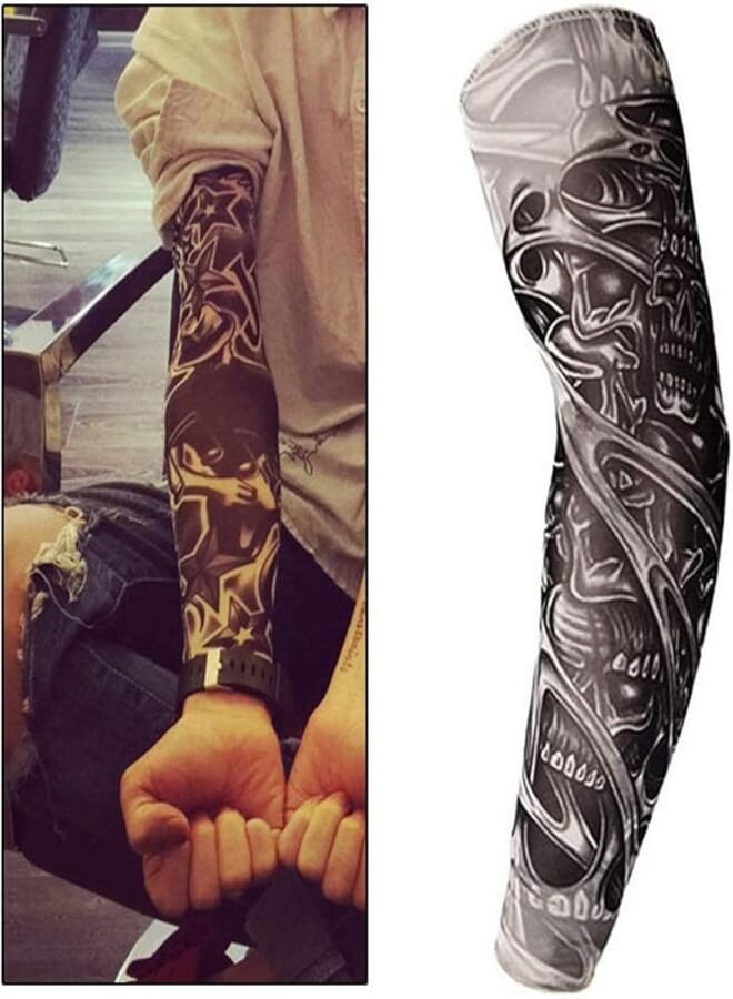 nuoshen Fake Tattoo Arm Sleeve,Arm Stockings Halloween Tattoo Biker Basketball Sun Block Sleevelet