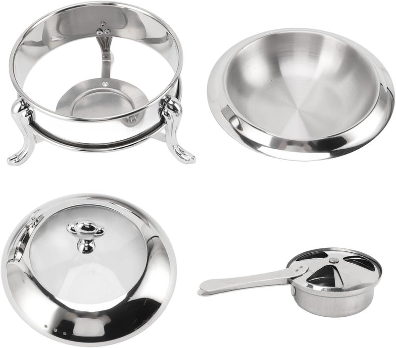 Round Chafing Dish Buffet Set, Stainless Steel, 20cm Portable Server with Fuel Heating and Lid - Fast Heating, Safe and, Ideal for Weddings and Banquets (18cm) - Image 1