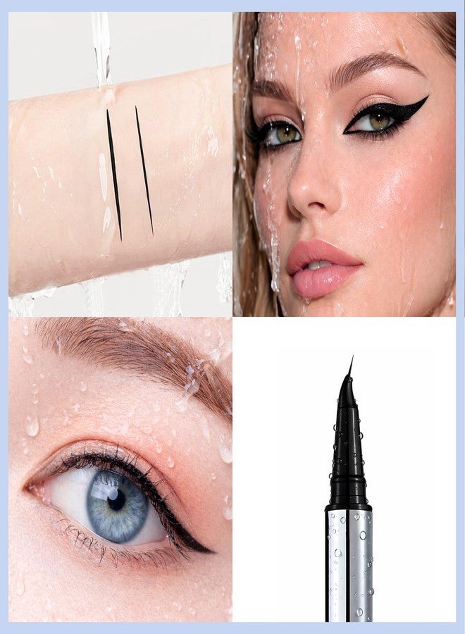 Jutqut Waterproof Black Liquid Eyeliner, Long-lasting Eye Liner with Ultra-Fine Brush-Tip for Precise Finish, Smudge-Proof Transfer-Resistant Formula, Smooth Glide Micro Angled Liquid Liner Pen - Image 4