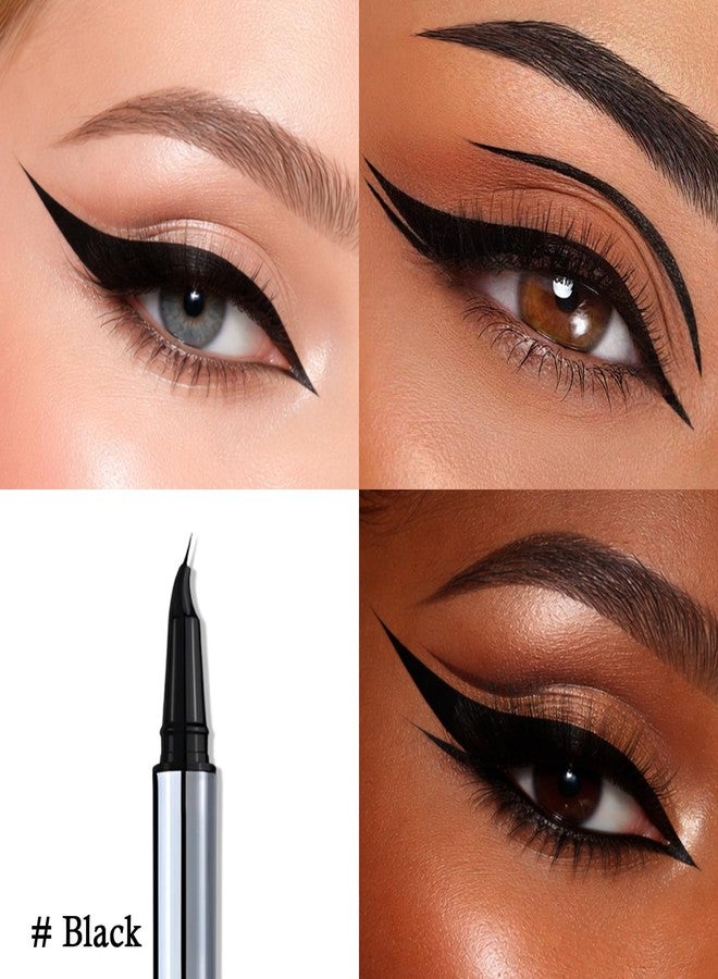 Jutqut Waterproof Black Liquid Eyeliner, Long-lasting Eye Liner with Ultra-Fine Brush-Tip for Precise Finish, Smudge-Proof Transfer-Resistant Formula, Smooth Glide Micro Angled Liquid Liner Pen - Image 2