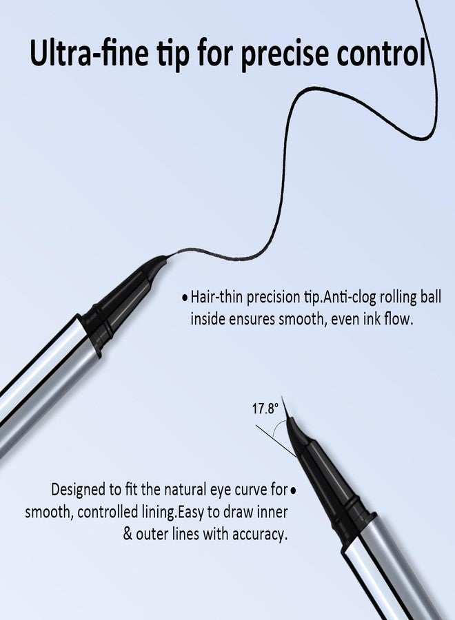 Jutqut Waterproof Black Liquid Eyeliner, Long-lasting Eye Liner with Ultra-Fine Brush-Tip for Precise Finish, Smudge-Proof Transfer-Resistant Formula, Smooth Glide Micro Angled Liquid Liner Pen - Image 3