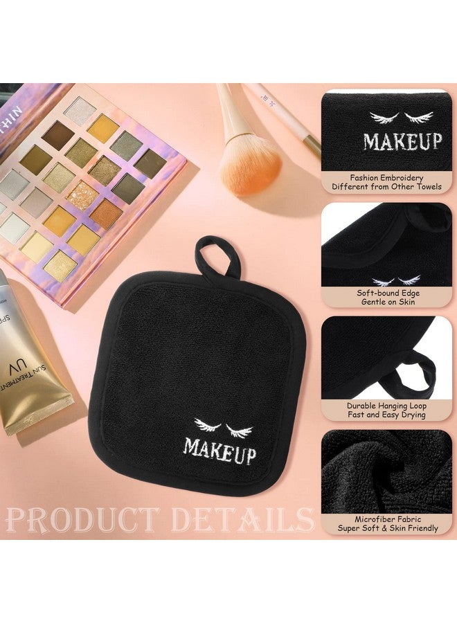 كويكاي 48 قطعة من قماش مزيل المكياج، قابلة لإعادة الاستخدام وقابلة للغسل، وسادات ناعمة من الألياف الدقيقة للوجه، مناشف مكياج هدية للعطلات للنساء، 5 × 5 بوصة (أسود) - Image 4