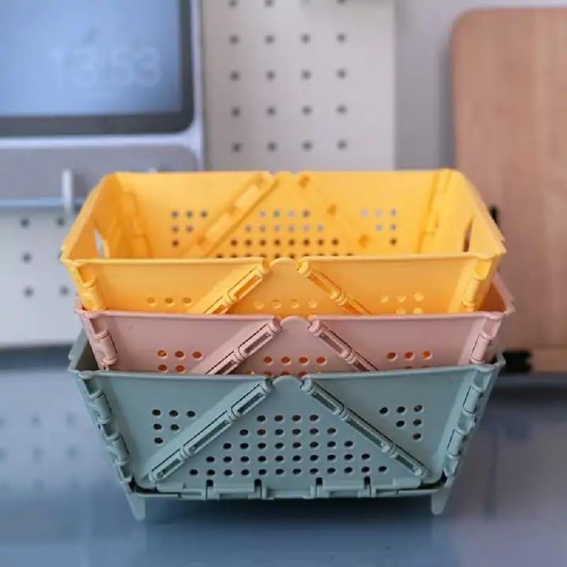 MVM Enterprise Plastic Collapsible Colander Foldable Drain Basket with Resting Feet Kitchen Food Strainer for Pasta Fruit Vegetables SpaceSaving BPAFree Dishwasher Safe - Image 1