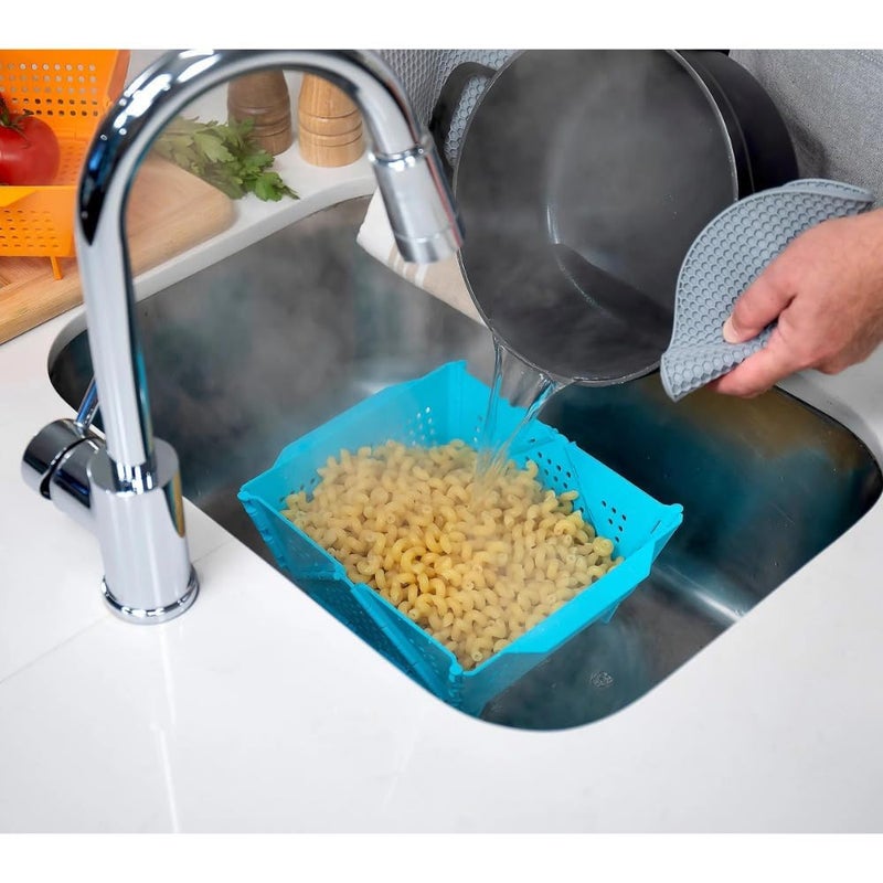 MVM Enterprise Plastic Collapsible Colander Foldable Drain Basket with Resting Feet Kitchen Food Strainer for Pasta Fruit Vegetables SpaceSaving BPAFree Dishwasher Safe - Image 4