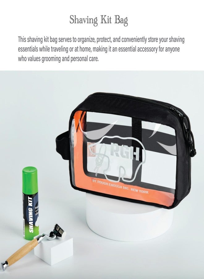 RE ROUGH ENOUGH Rough Enough Clear Toiletry Bag for Traveling Transparent Cosmetic Makeup Organizer Pouch with Handle Skincare Essentials Case for Women Men Black - Image 4