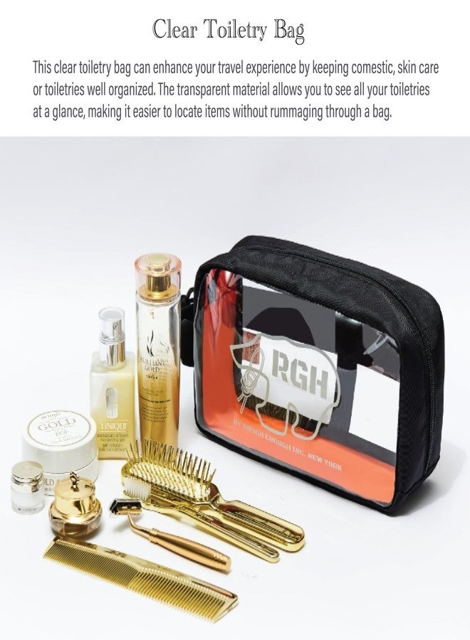 RE ROUGH ENOUGH Rough Enough Clear Toiletry Bag for Traveling Transparent Cosmetic Makeup Organizer Pouch with Handle Skincare Essentials Case for Women Men Black - Image 3