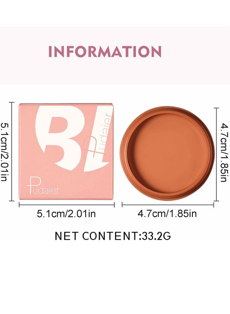 pudaier بلشر وجه مات بلون الخدود طويل الأمد مكياج بلسم مقاوم للماء مغذي للوجه بلشر كريمي للخدود مدعوم بزيت الخروع وفيتامين E بلشر عالي الصبغة لإشراقة طبيعية 04 - Image 3