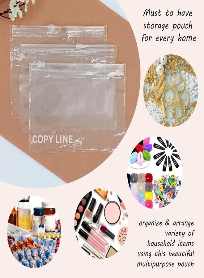 COPY LINE Pack of 25 Multipurpose Storage Pouches | Jewelry Organizer | Makeup Pouch | Travel Accessories Bag | Cosmetic & Stationery Organizer Durable Ziplock Pouch (Transparent, Large (8.5 x 5)) - Image 5