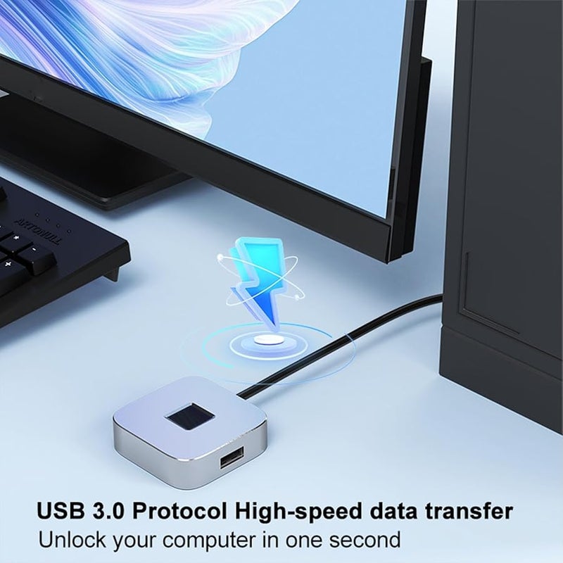 قارئ بصمة الإصبع الفضي USB لنظامي التشغيل Windows 10 و11 مع خوارزمية مطابقة سريعة وتعلم ذاتي - Image 5