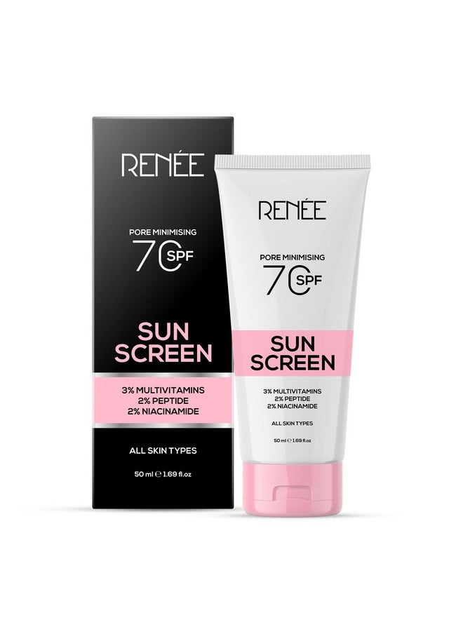 Renee - RENEE Pore Minimizing Sunscreen Spf 70 With 2% Niacinamide For All Skins, 2% Peptide & 3% Multivitamins, 50Ml - Image 1