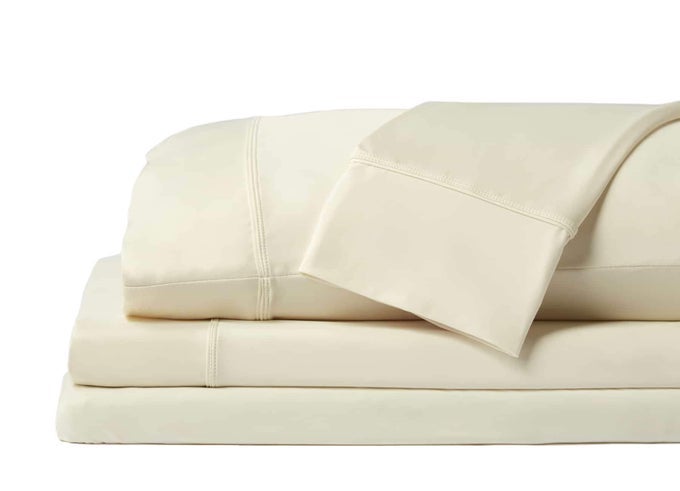 ORIGINAL PERFORMANCE SHEET SET COOLING BED SHEET WITH 1 FLAT SHEET 2 FITTED SHEET AND 2 KING PILLOWCASES SPLIT KING ECRU