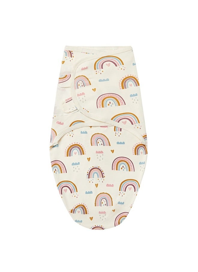 yongsheng Printed Baby Wrap，Baby Swaddle Wrap, Swaddle Blanket for Newborn and Infant, Adjustable Swaddle Set for Boy and Girl, Soft Cotton Baby Sleep Sack ((3-4 Month), Rainbow)  - Image 1