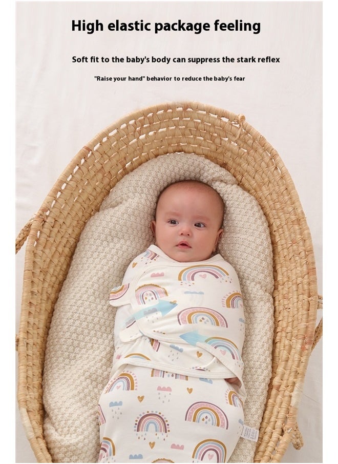 yongsheng Printed Baby Wrap，Baby Swaddle Wrap, Swaddle Blanket for Newborn and Infant, Adjustable Swaddle Set for Boy and Girl, Soft Cotton Baby Sleep Sack ((3-4 Month), Rainbow)  - Image 3
