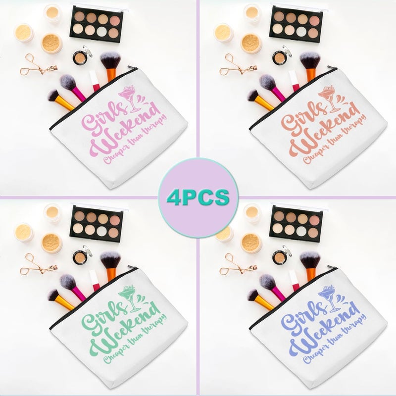 CQM 4 Pcs Girls Weekend Gifts for Women 2026 Girls Trip Makeup Bag Girl Trip Gifts Favors Cosmetic Bag Toiletry Zipper Pouch Weekender Bags for Women Girl Friendship Bachelorette Party Christmas Birthday - Image 3