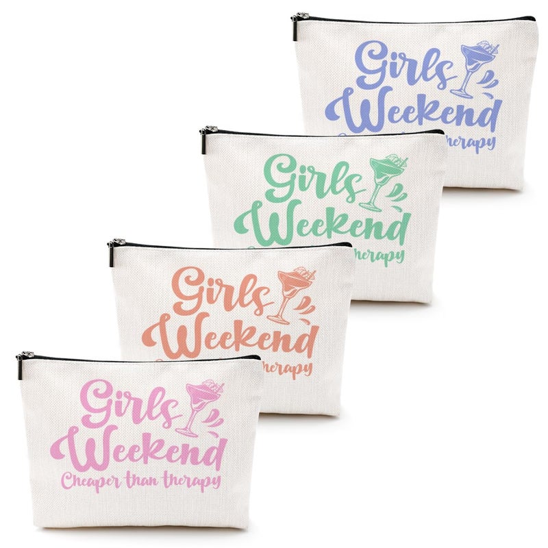 CQM 4 Pcs Girls Weekend Gifts for Women 2026 Girls Trip Makeup Bag Girl Trip Gifts Favors Cosmetic Bag Toiletry Zipper Pouch Weekender Bags for Women Girl Friendship Bachelorette Party Christmas Birthday - Image 1