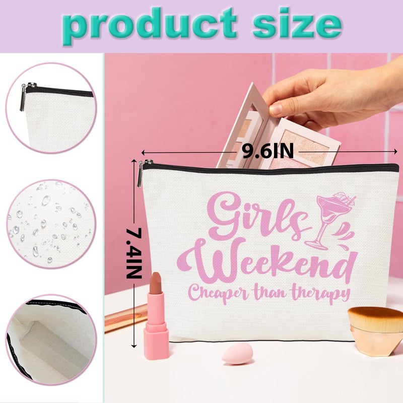 CQM 4 Pcs Girls Weekend Gifts for Women 2026 Girls Trip Makeup Bag Girl Trip Gifts Favors Cosmetic Bag Toiletry Zipper Pouch Weekender Bags for Women Girl Friendship Bachelorette Party Christmas Birthday - Image 2