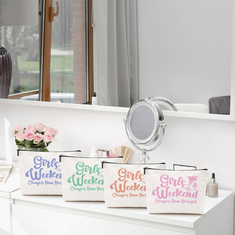 CQM 4 Pcs Girls Weekend Gifts for Women 2026 Girls Trip Makeup Bag Girl Trip Gifts Favors Cosmetic Bag Toiletry Zipper Pouch Weekender Bags for Women Girl Friendship Bachelorette Party Christmas Birthday - Image 4