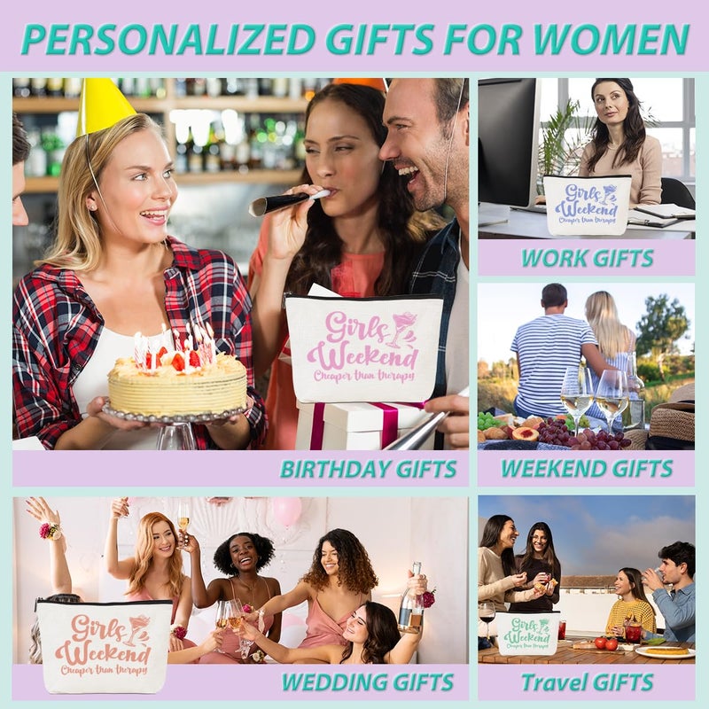 CQM 4 Pcs Girls Weekend Gifts for Women 2026 Girls Trip Makeup Bag Girl Trip Gifts Favors Cosmetic Bag Toiletry Zipper Pouch Weekender Bags for Women Girl Friendship Bachelorette Party Christmas Birthday - Image 5