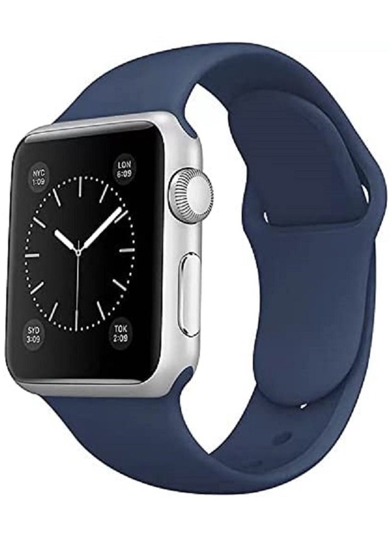 Generic - Watch Silicone Band Strap for Apple Watch Series 4/5/6/7/SE sizes 42mm/44mm/45mm (Dark Blue) - Image 1