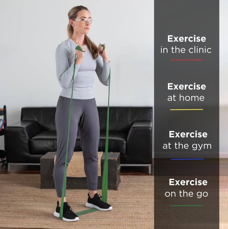 TheraBand أشرطة مقاومة THERABAND، لفة بطول 6 ياردات، شريط مطاطي احترافي من اللاتكس للجزء العلوي والسفلي من الجسم، تمارين أساسية، علاج طبيعي، بيلاتس، تمارين منزلية، وإعادة تأهيل، أخضر، ثقيل، مستوى 4 - Image 3