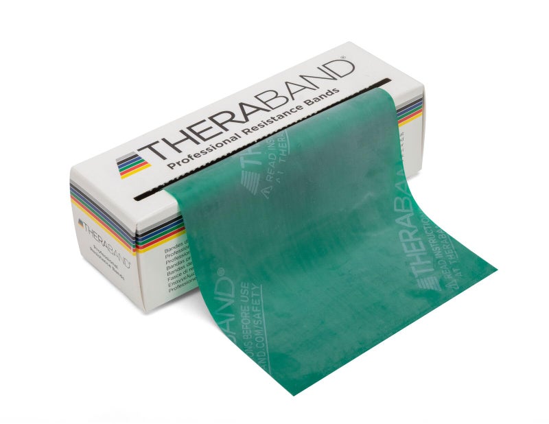 TheraBand أشرطة مقاومة THERABAND، لفة بطول 6 ياردات، شريط مطاطي احترافي من اللاتكس للجزء العلوي والسفلي من الجسم، تمارين أساسية، علاج طبيعي، بيلاتس، تمارين منزلية، وإعادة تأهيل، أخضر، ثقيل، مستوى 4 - Image 1