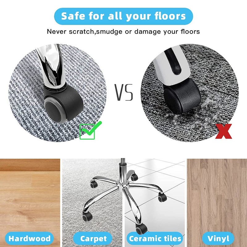 Omyoffice Office Chair Caster Wheels Replacement(Set of 5) for Hardwood Floors and Carpet- Heavy Duty Caster Support up to 1000bls, Office Rubber Chair Wheels,2 inch,Universal Size (Grey) - Image 4