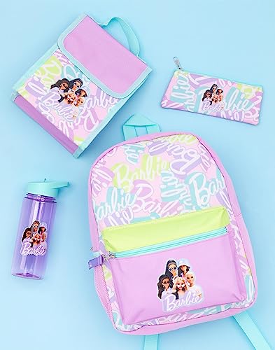 Barbie Girls 4 Piece Backpack Set | Kids Multicolor Rucksack Bundle with School Bag, Pencil Case, Lunch Bag & Water Bottle - Image 2