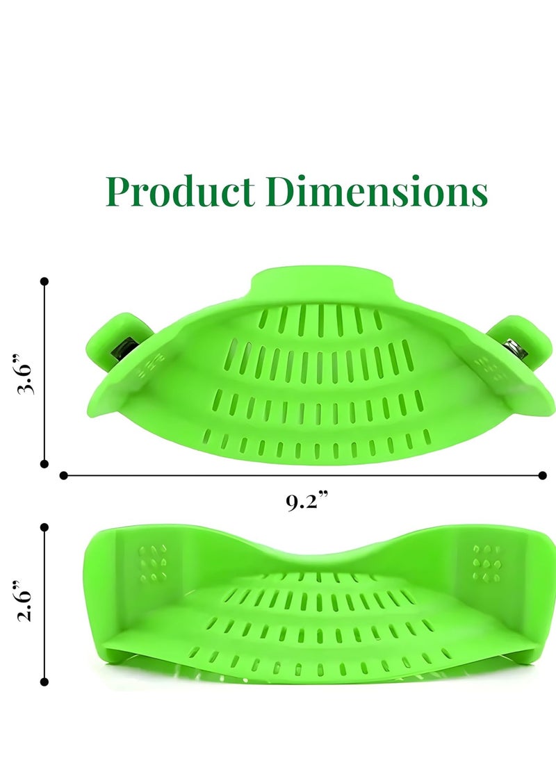 Strain - Collapsible Colander - Clip-On Strainer for Pots and Pans, Cool Kitchen Gadgets - Essential Kitchen Finds and Cooking Tool - Easy to Use, Space-Saving Design, Green - Image 3