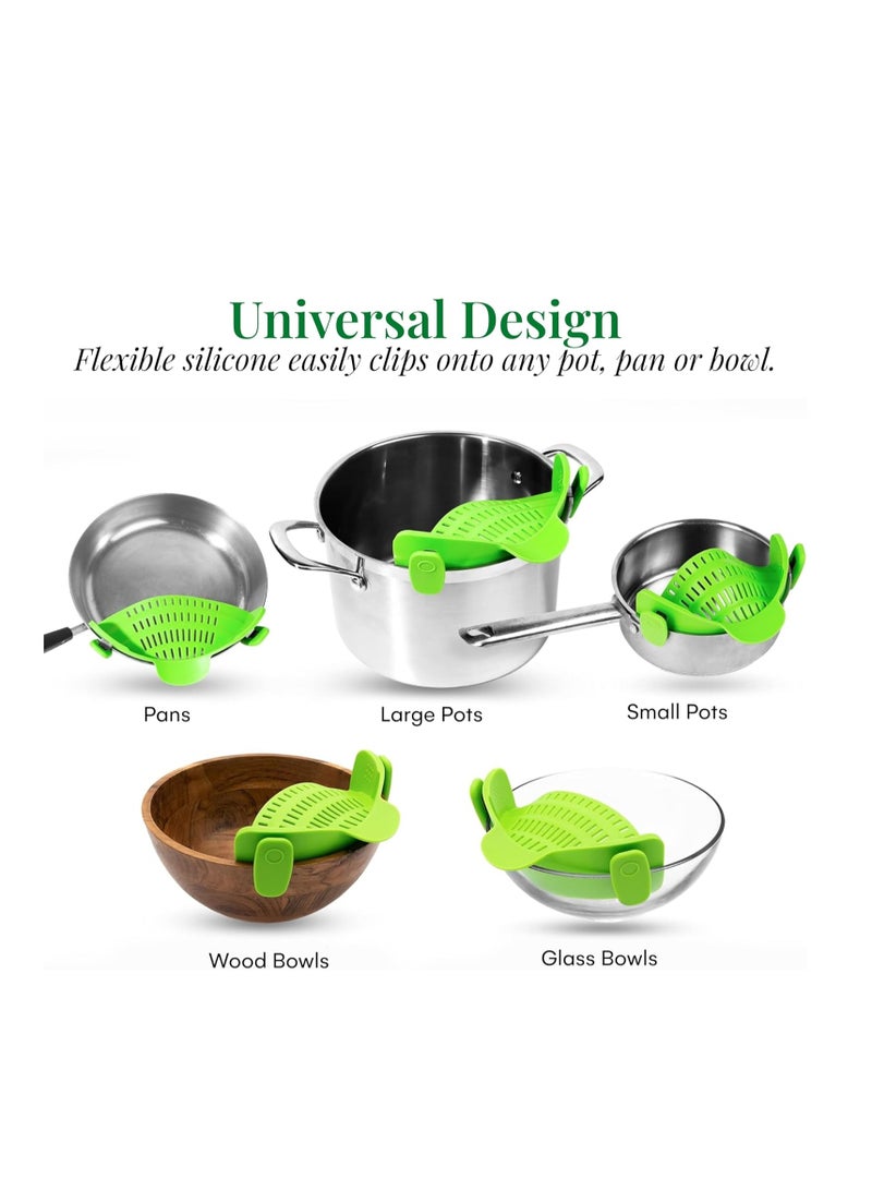 Strain - Collapsible Colander - Clip-On Strainer for Pots and Pans, Cool Kitchen Gadgets - Essential Kitchen Finds and Cooking Tool - Easy to Use, Space-Saving Design, Green - Image 5