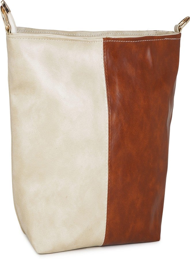 Poorak White, Brown Sling Bag Vegan Leather/Cross-Body Bag for Girls & Women - Image 4