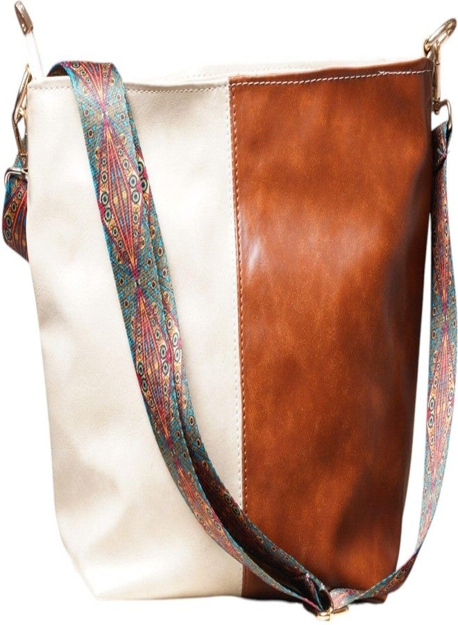 Poorak White, Brown Sling Bag Vegan Leather/Cross-Body Bag for Girls & Women - Image 1