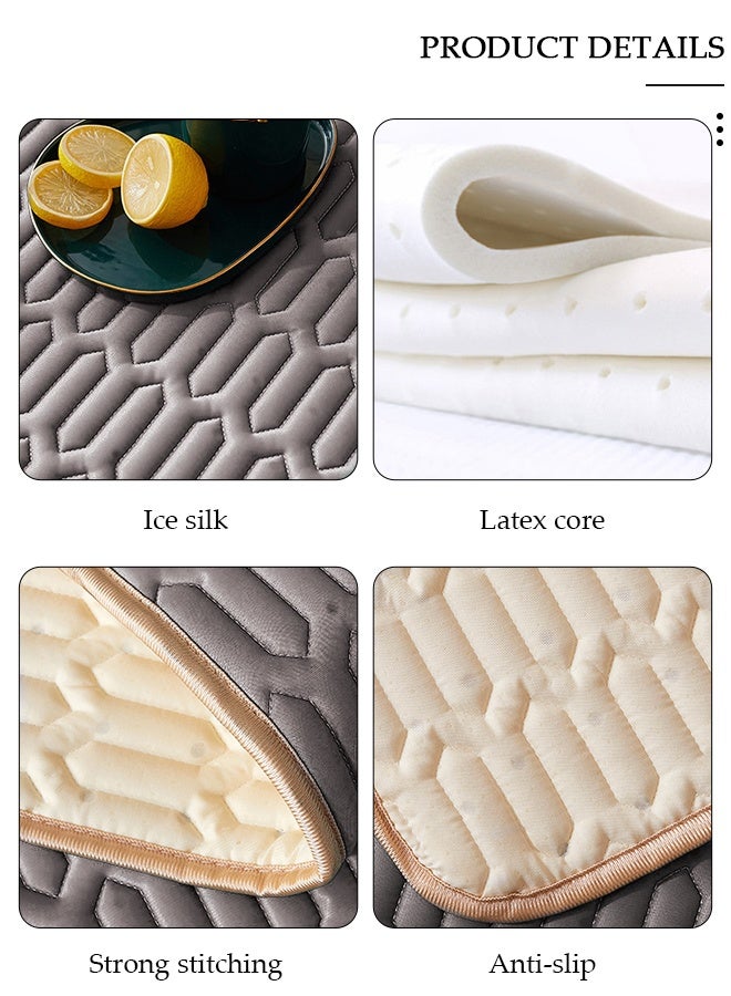 DUNISO Anti-Slip Latex Bed Cap Cool Silk Bed Cover Three-Piece Set with Pillowcases Four Seasons Universal Foldable Ice Silk Mat For Hotel Family Mattresses 200*180CM - Image 2