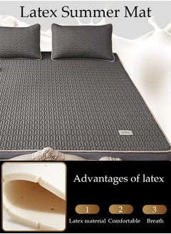 DUNISO Anti-Slip Latex Bed Cap Cool Silk Bed Cover Three-Piece Set with Pillowcases Four Seasons Universal Foldable Ice Silk Mat For Hotel Family Mattresses 200*180CM  - Image 4
