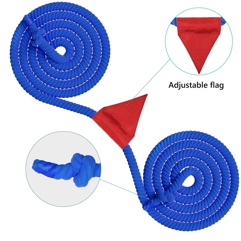 X XBEN Tug of a War Rope for Kids and Adult, 25FT Tag o War Ropes with Flag for Outdoor, Outside Carnival, Lawn, Field, Team Building Game, Safety Cord for School and Church, Blue - Image 2