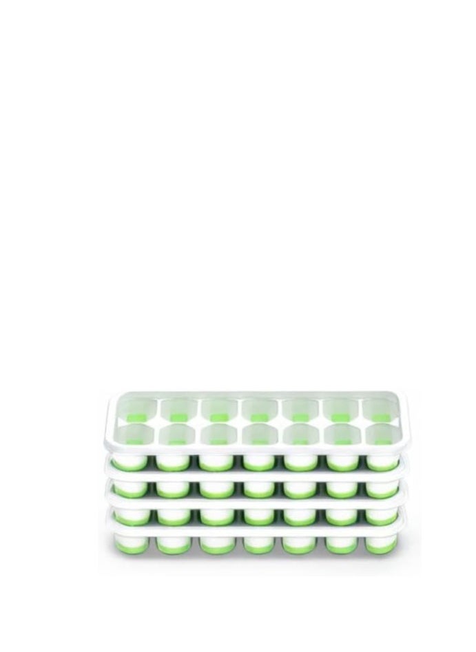 Generic - Ice Cube Tray with Lid and Bin, 4 Pack Durable Stackable Ice Cube Trays for Freezer with Ice Container, Easy-Release Plastic & Silicone Ice Tray with Drinking Straws, Ice Scoop and Tong - Image 1