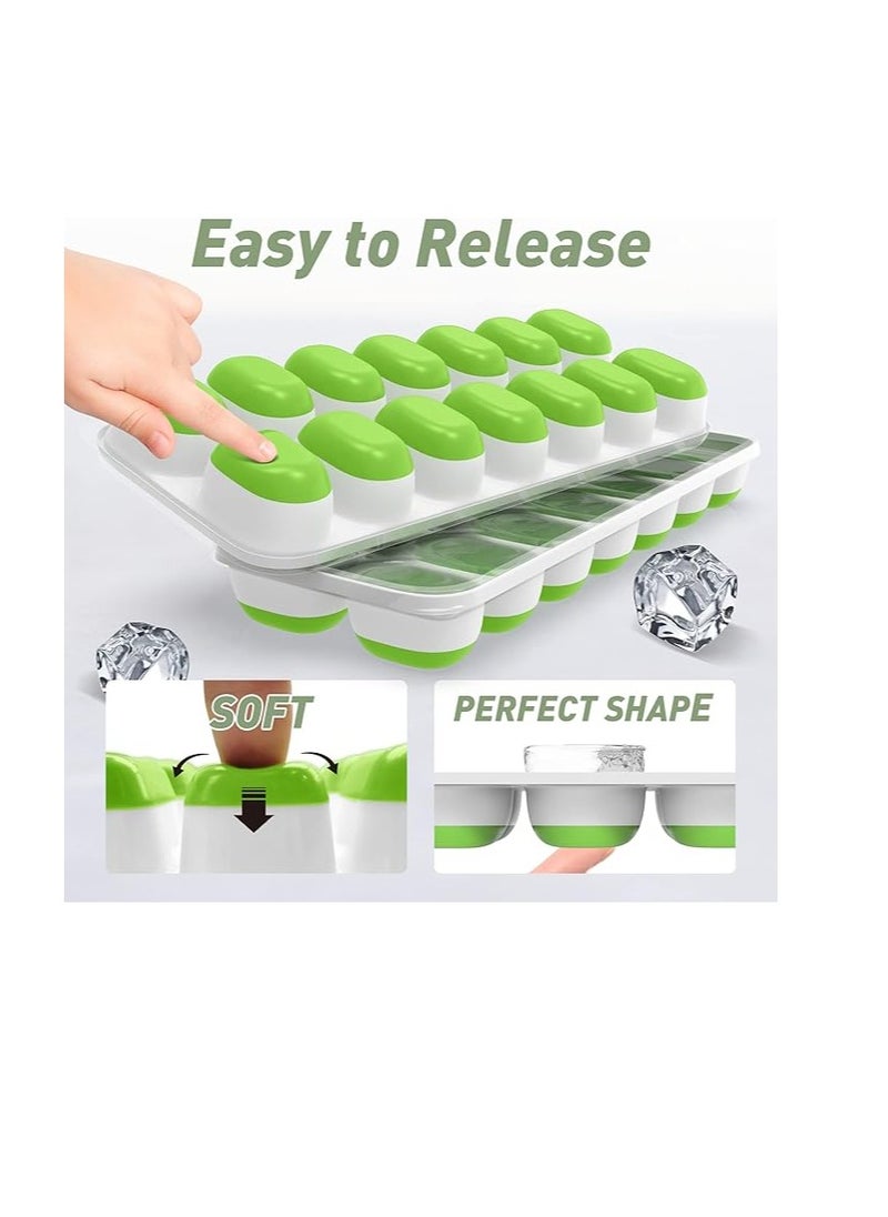 Generic - Ice Cube Tray with Lid and Bin, 4 Pack Durable Stackable Ice Cube Trays for Freezer with Ice Container, Easy-Release Plastic & Silicone Ice Tray with Drinking Straws, Ice Scoop and Tong - Image 1