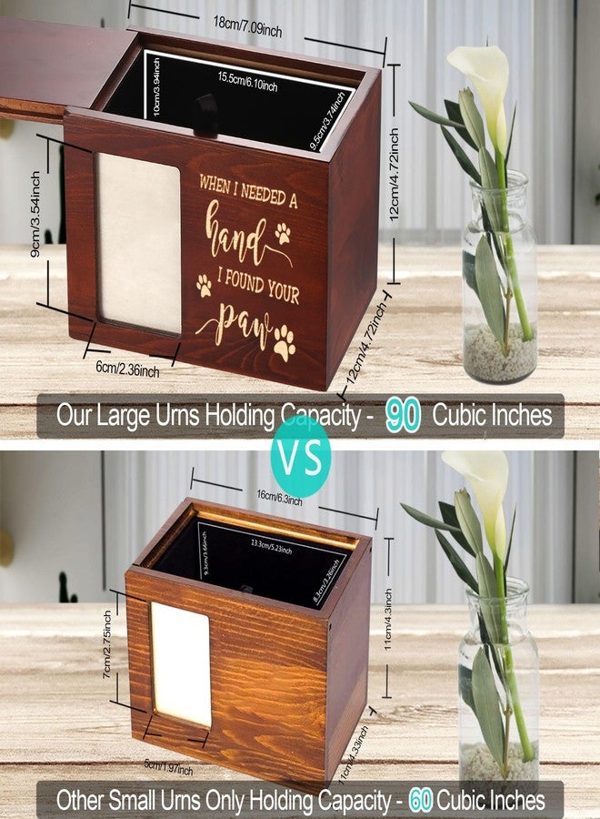 DGDCDV Pet Memorial Urns for Dog or Cat Ashes, Large Wooden Funeral Cremation Urns with Photo Frame, Memorial Keepsake Memory Box with Black Flannel as Lining, Loss Pet Memorial Remembrance Gift - Image 2