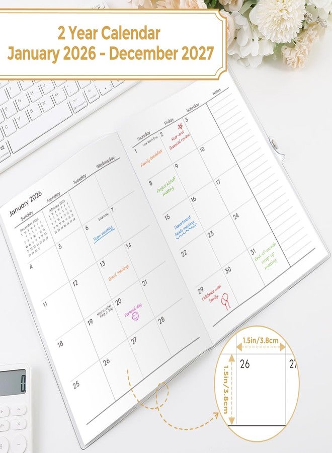 SKYDUE 2026-2027 Pocket Planner Calendar, Floral Monthly Planner Purple Floral Floral White - Image 5