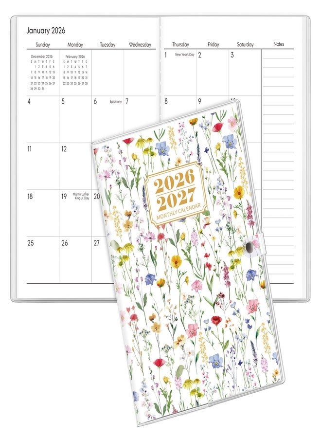 SKYDUE 2026-2027 Pocket Planner Calendar, Floral Monthly Planner Purple Floral Floral White - Image 1
