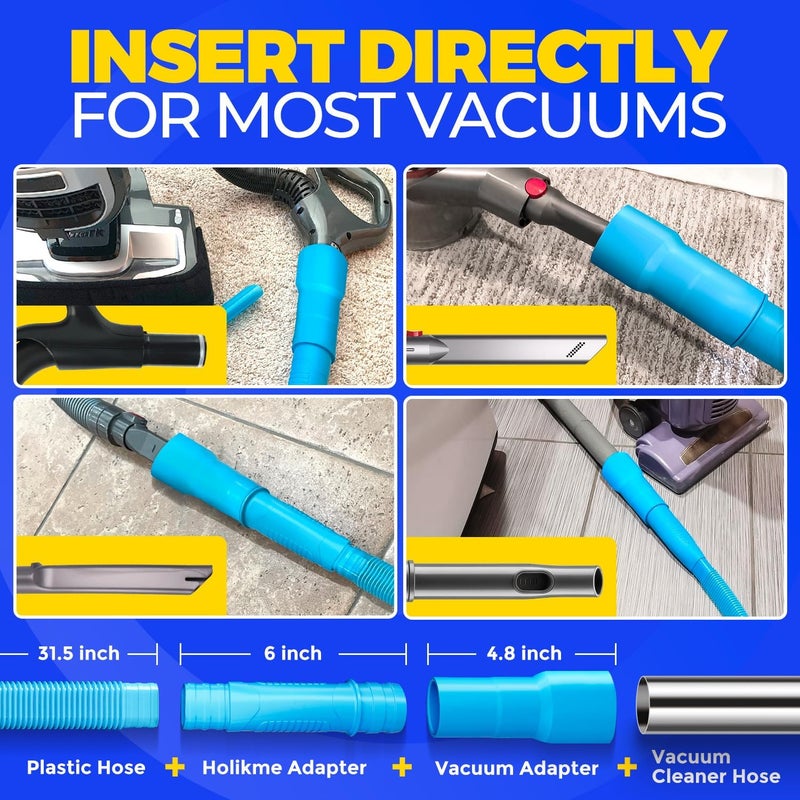 Holikme 2 Pieces Dryer Vent Cleaner Kit, Dryer Lint Vacuum Attachment and Flexible Dryer Lint Brush, Dryer Vent Vacuum Hose Attachment,Blue - Image 3