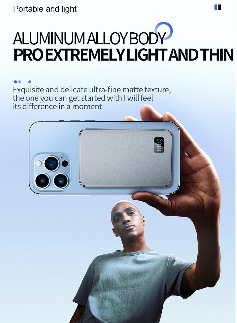 eBarakah [5000mAh] 3-in-1 Ultra-Thin 20W PD Power Bank with Magnetic Wireless Charging (Phone, Watch, Earphones) - Slim Magsafe Design - Blue - Image 5