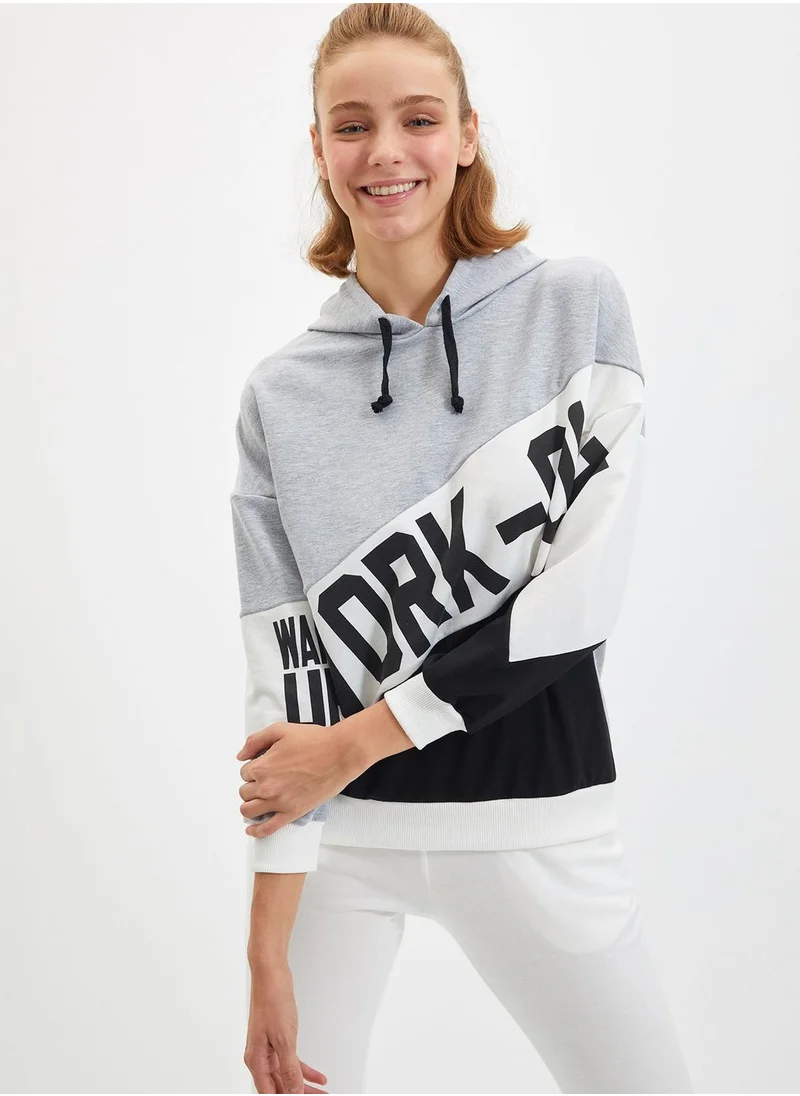 trendyol Colorblock Graphic Hoodie