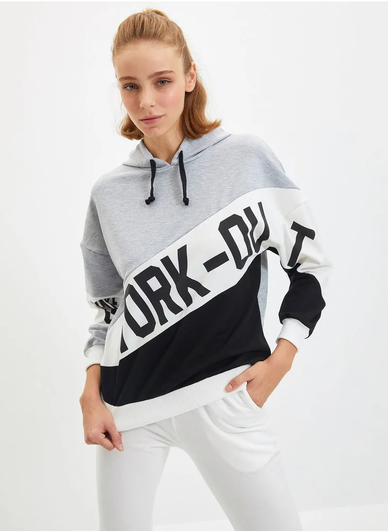 trendyol Colorblock Graphic Hoodie
