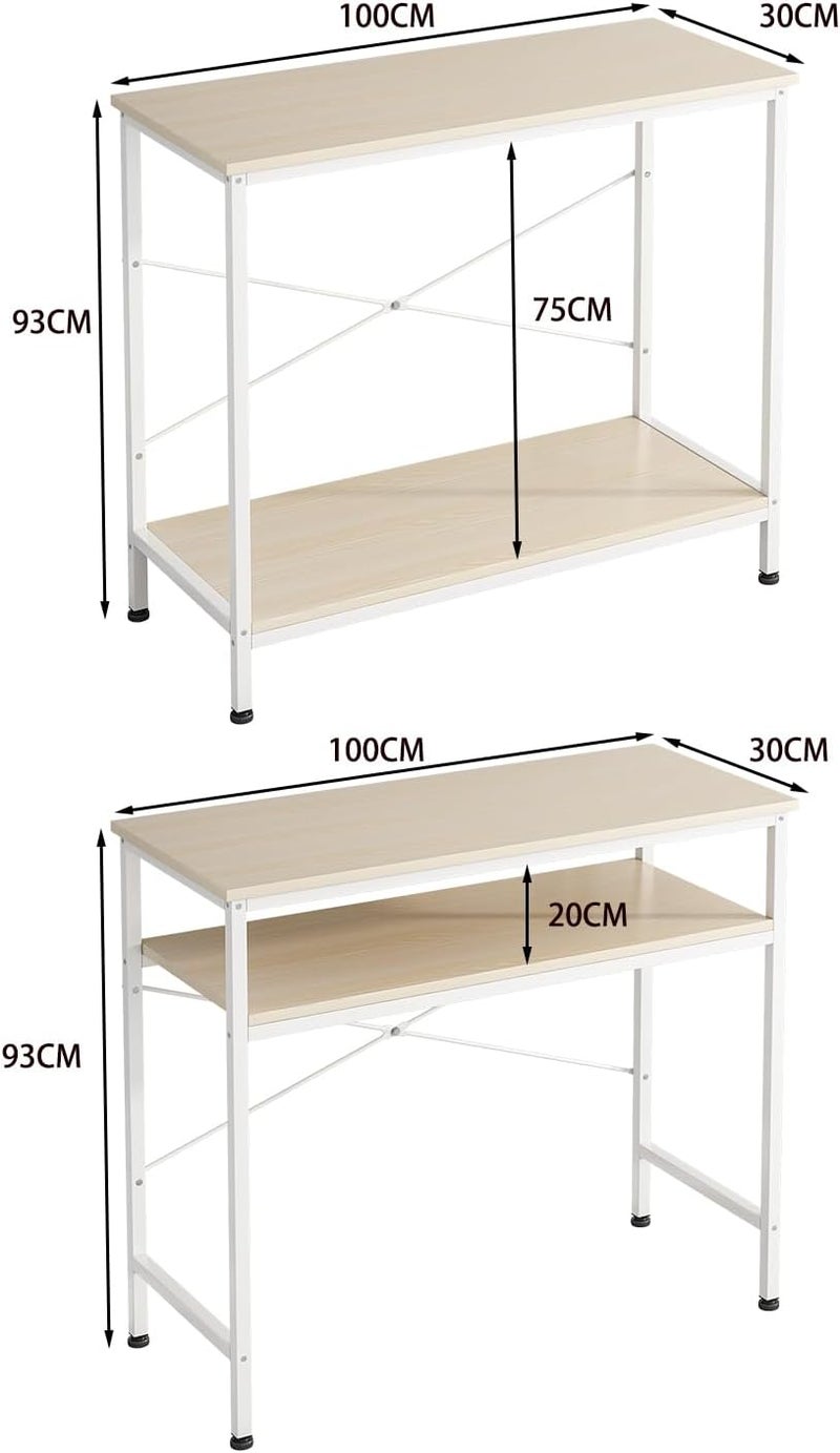 Jubestry 2-Tier Console Table,Entryway Table,Simple Sofa Table,Coffee Corner Table 100cm, Entrance Table suitable for living room,entrance,corridor,sofa,bedroom (Wood color) - Image 2