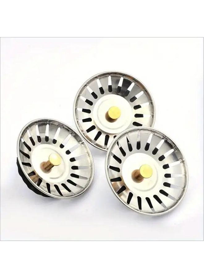 Silvery Stainless Steel Sink Strainer Stopper Lever Drain Cover Heavy Duty Kitchen Bathroom - Image 5